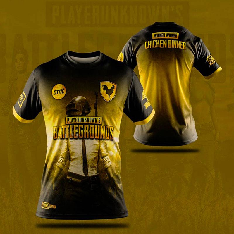 PUBG T-Shirts Yellow Printing
